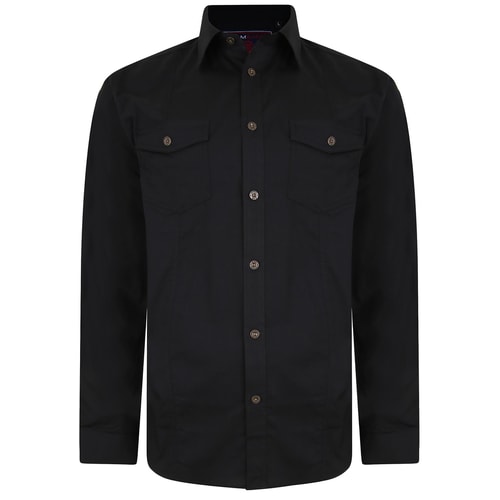 KAM Long Sleeve Retro Stretch Shirt Black